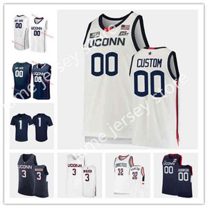 Xflsp Custom Uconn Connecticut Huskies College-Basketballtrikot 44 Andre Jackson 24 Jordon Hawkins 35 Samson Johnson 1 Rahsool Diggins 21 Adama