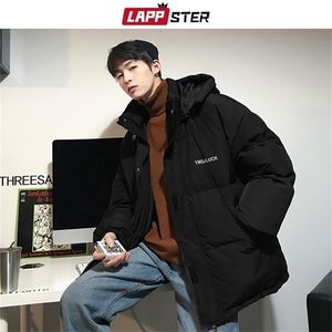 LAPPSTER Men Black Streetwear Bubble Coat Winter Jackets Mens Korean Hooded Puffer Jacket Coats Male Harajuku Hip Hop Parka 201128