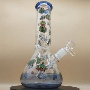 8 cali Premium Blue Tip and Bottom Anime Theme Frog Hhaah Water Pipe Bong Szkło Bongs z 14mm Codem i miską 2 w 1