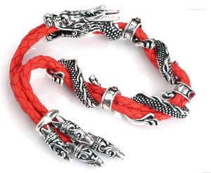 Charm Bracelets Fashion Antique Silver Jewerly Vintage Stylish Red Rope Crystal Rhinestone Dragon & Bangles For WomenCharm Inte22