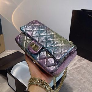 Mermaid Iridescent Colorful Bags Lambskin Classic Mini Flap Quilted Matelasse Chain Crossbody Shoulder Purse Cosmetic Large Capacity Designer Handbags 20CM