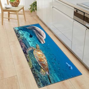 Mattor Ocean World Kitchen Floor Mat vardagsrum mattan Hem Dörr sovrum dekoration badrum icke-halk 3D trycker