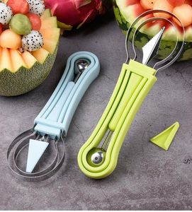 4 i 1 vattenmelon slicer cutter scoop frukt carving knivverktyg cutter frukter tallrikar gräva massa separator kök jle13741