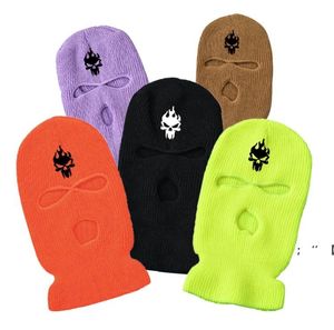 Embroidery Clava Masks Motorcycle 3 Hole Full Face Knit Ski Mask Beanie Hatbeanie RRB14987