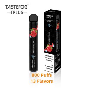 Tastefog 11 Geschmacksrichtungen Tplus Einweg-Vape-Stift Shenzhen Factory 800Puff Qualität in Europa Elektronische Zigarette mit Einzelhandelsverpackung