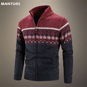 Männer Pullover Casual Sweatshirt Jacquard Zip Polo Cardigan Jacke Winter Mock Neck Pullover s Kleidung 220804