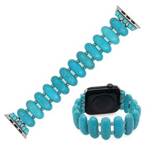 Beyaz Turquoise Bilezik Mavi Kristal Takı Kayışı Apple Watch Band 41mm 45mm 44mm 42mm 40mm 38mm Kadın Bileklik Iwatch Serisi 7 6 5 4 3 Watchband Aksesuarları