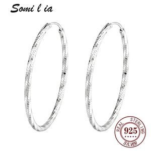 Somi lia Collection 100% 925 Sterling Silver Color Luminous Clear CZ Circle Hoop for Women Fashion Earrings Jewelry 220726