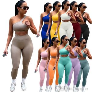 Sommer zweiteilige Hosen Set Trainingsanzüge Yoga Outfits für Frauen Trainingsanzüge Desinger Weste und Leggings Sportanzug S-2XL