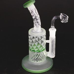Frosted Rasta Recycler Wasserpfeife Shisha 8 Zoll berauschende Glas-Dab-Ölplattform mit großem Rauchzubehör