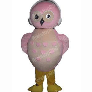 Traje de mascote de coruja rosa de Halloween