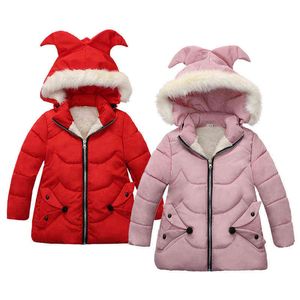 Autumn Winter Girls Jacket Håll varm päls krage prinsessan jacka huva blixtlås ytterkläder födelsedagspresent 3 4 5 år gamla barnkläder J220718