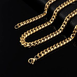 Ketten Herren Miami Cuban Link Kette Edelstahl Gold Farbe Halskette 8mm Charm Hip Hop Punk Schmuck Accessori 24 Zoll Ketten