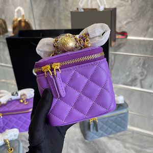 France Womens Classic Quilted Trunk Box Bags Crush Gold Ball Metal Hardware Matelasse Chain Crossbody Vanity Cosmetic Case Designer Handbags 10CM/20CM