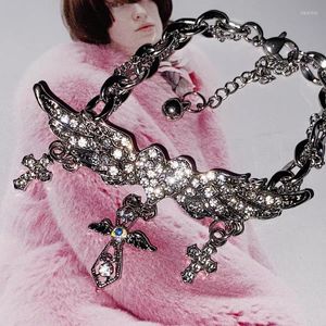 Charme Armbänder Schmuck Kristall Kreuz Herz Flügel Armband Für Frauen Mode Vintage Korea Harajuku Punk 90er Jahre Ästhetische GeschenkCharm