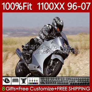 Injektionsformmissioner för Honda Blackbird CBR1100 CBR 1100XX 1100 XX CC 96-07 114NO.81 CBR1100XX 96 97 98 99 00 01 02 03 04 05 06 07 1100CC 1996 2007 Kroppsrepesolgrå