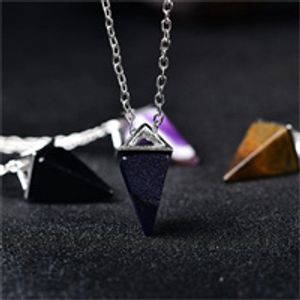 Gemstone Reiki Dowsing para namorada cura pendulum chakra balanceamento de cristal pingente de moda presente de adivinhação para mãe colar de cristal diy