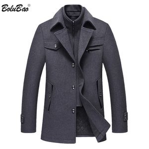 BOLUBAO Cappotto invernale da uomo in lana da uomo Marchio di moda Confortevole caldo misto lana spessa Cappotto da pisello in lana Cappotto da uomo Trench soprabito LJ201106