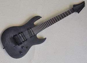フロイドローズフレームメープルベニア付き7弦マットブラックエレクトリックギター