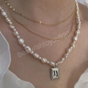 Koreanische Elegante Süßwasser Perle Halskette Für Frauen Mädchen Mode Metall Kette Hochzeit Pendent Chocker Schmuck