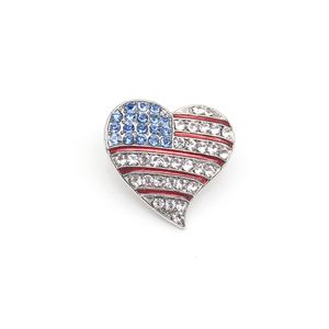 10 Pcs/Lot American Flag Brooch Rhinestone Heart Shape 4th of July USA Patriotic Butterfly Pins For Gift/Decoration