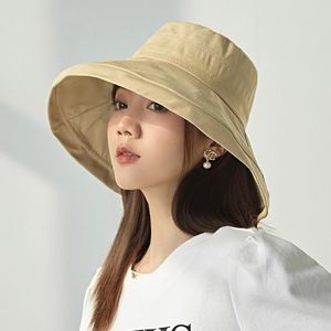 Classic Summer Wide Brim UpF50 + Bucket Hat Kvinnor Flicka Utomhus Travel Fisherman Cap Ladies Casual Sun Protection Sun Beach Hats