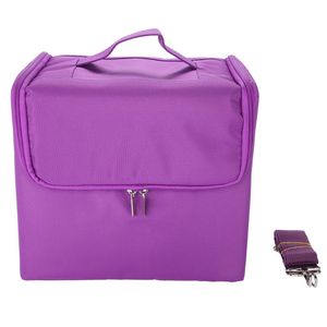 Makeup Brushes Professional Case Cosmetic Bag Storage Box Multi Layer Travel Beauty Organizer Purplemakeup