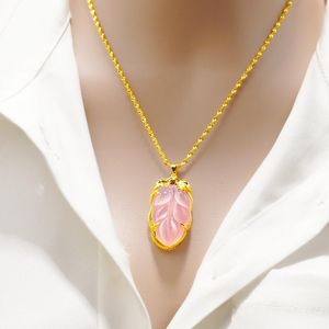Pendant Necklaces Jade Necklace For Women Leaves Flower Clavicle 24k Gold Plated Water Wave Chain Choker Wedding Jewelry GiftsPendant