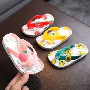 نمط الفاكهة الكرتون Flip Flop Flops Summer Children Slippers Baby Girls Beach Shoes Travel's Children's Light Sanda 220427