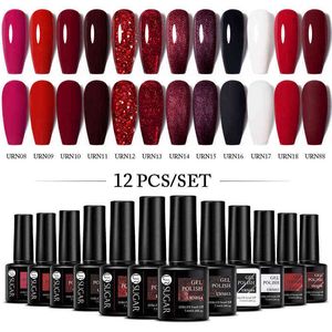 NXY Żel do paznokci 10 12 sztuk Polski Zestaw Sztuki Boże Narodzenie Czerwony Glitter Semi Stałe Soak Off Lakier UV Manicure 0328