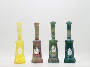 Bong in vetro lavorato a mano con narghilè da 9,8 pollici Colore misto Fumo al quarzo con processo d'argento affumicato