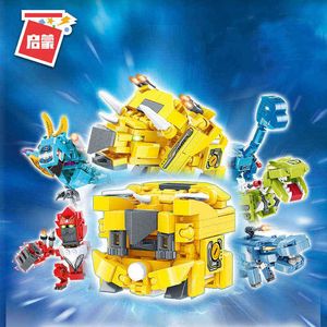 Enlighten Distortion Robot Building Blocks Dinosaurs Juguetes Bricks Puzzles Cube Educational Toys for Children Boys Xmas Gifts J220607