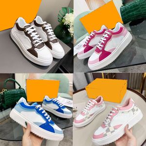 Designer Casual Shoes Time Out Sneakers Old Flower Macarone Sports Sneaker 22SS Women Small White Shoe Embossed Pattern Thick Bottom Lace Up Leather Low Top Shoes