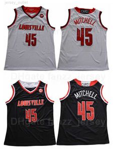 NCAA College Basketball 45 Donavan Mitchell Jerseys University Team Black Color White Away For Sport Fans Bordados de algodão puro respiráveis ​​e qualidade de costura