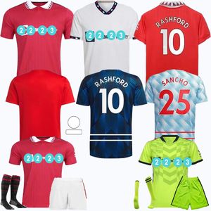 22 23 23 Sancho UTDS Soccer Jerseys Fan Wersja gracza Mans Bruno Lingard Pogba Fernandes Mancnesters Rashford Football Shirt 2022 2023 Men Ki