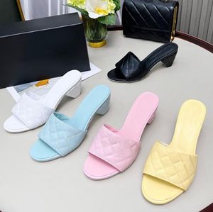 Comfortable low heel women's designer slippers fashion metal decoration classic Plaid real leather sandals luxury walk show party beach shoes send box 35-41