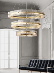 Pendant Lamps Light Luxury Post-modern Villa Duplex Building Living Room Large Chandelier Simple Model Stairwell Glass ChandelierPendant