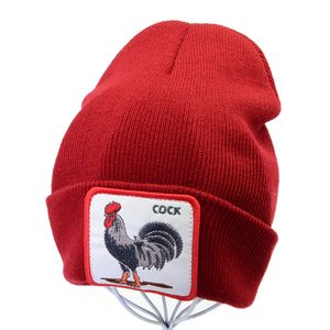 Embroidery cock Knitted Hat winter men Hip Hop Beanie cap Animal embroidery Unisex Skullies hats Women Warm chicken bone
