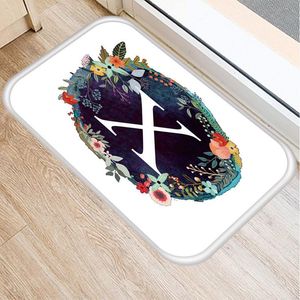 Mattor Flower Letter Kitchen Bath Entrance Non-Slip Door Mat Suede Velvet Carpet Doormat Färgglada inomhusgolvmattor Mattor Hemdekor.