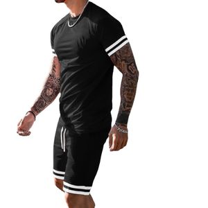 estate designer tute da uomo t-shirt a righe tuta sportiva pantaloncini da corsa set vestiti pantaloni sportivi allenamento palestra tute fitness LOGO personalizzabile