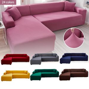 Wholesale pink chairs covers resale online - Chair Covers Elastic Dark Pink Solid Color Sofa Cover For Living Room Furniture Upholstery L Shape Seater Couch ProtectionChair Covers