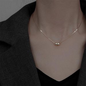 Silberbohnen großhandel-Anhänger Halskette Koreanische Mode Frauen Halskette Halskette Bohnen Ästhetische Damenkragen goldene Silberlegierungsschmuck auf dem Hals Geschenkverhältnis
