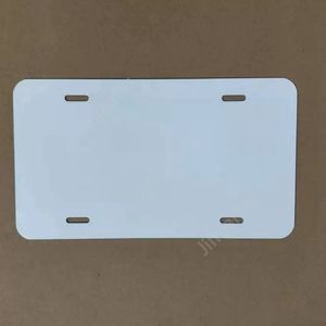 4 holes White Sublimation License Plate Decor Square Aluminum Blank Car Number Plates Dye Coated Hanging Advertising Panel 200pcs Sea Shipping DAJ482