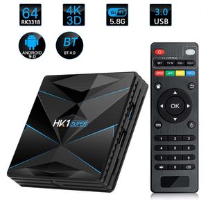 HK1 Super Android 9.0 Smart TV BOX RK3318 Quad-core Google Assistant 4K 3D Utral HD 4G 64G dual Wifi Media Player Set top Box