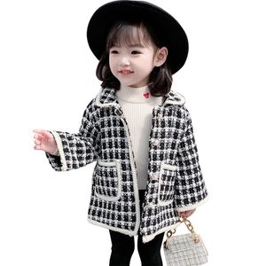 Coat For Girl Plaid Pattern Jacket Coat Girl Autumn Winter Jacket For Girl Toddler Children's Clothing 210412