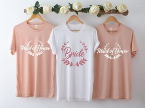 Damska koszulka Bride Maid of Honor Bachelorette impreza Tshirt moda estetyczna bawełna bawełniana koszulka plus rozmiar krótkie rękawowe topy o szyi koszulki