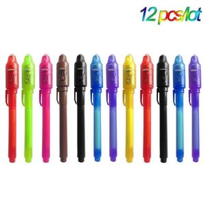 Invisible Ink Pen 12pcslot 2 в 1 Magic Light Pen для рисования веселой активности детская вечеринка Favors Secrect Secrect Prens 201116