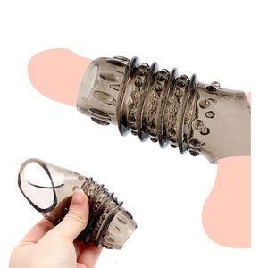 Massager Sex toy Spike Ribbed Penis Extender Sleeve Dick Enlargement Delay Ejaculation Silicone Rubber Cock Ring Erotic Toys for Men