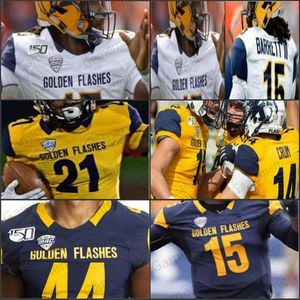 Xflsp custom college kent state golden blinkar fotboll mens ungdomsstygn ncaa jerseys 6 matt bahr 7 jamal parker woody barrett iii marquez