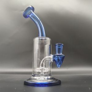 7 i Blue Glass Bong Recycler Glass Water Bong Pipes Joint Tobacco Hookah 14mm Bowl